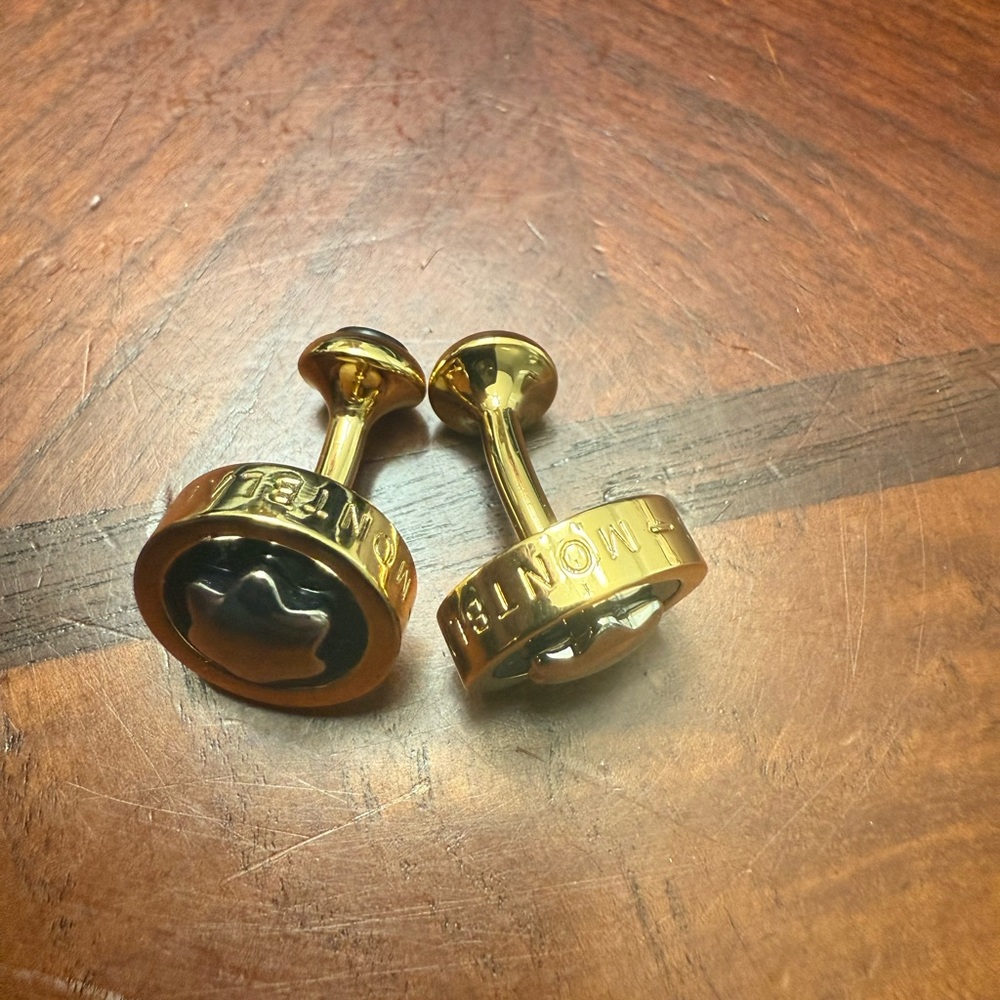 New Montblanc gold tone and black Cufflinks